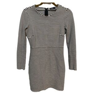 Kate Spade Saturday Black and White Striped Fitted Long Sleeve Dress